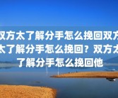 双方太了解分手怎么挽回双方太了解分手怎么挽回？双方太了解分手怎么挽回他