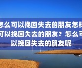 怎么可以挽回失去的朋友怎样可以挽回失去的朋友？怎么可以挽回失去的朋友呢