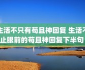生活不只有苟且神回复 生活不止眼前的苟且神回复下半句 