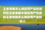 王者荣耀怎么挽回尊严皮肤如何在王者荣耀中挽回尊严和皮肤王者荣耀怎么挽回尊严皮肤的人