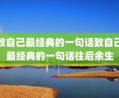 致自己最经典的一句话致自己最经典的一句话往后余生