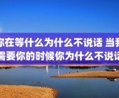 你在等什么为什么不说话 当我需要你的时候你为什么不说话