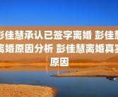 彭佳慧承认已签字离婚 彭佳慧离婚原因分析 彭佳慧离婚真实原因