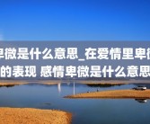 卑微是什么意思_在爱情里卑微的表现 感情卑微是什么意思