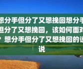 想分手但分了又想挽回想分手但分了又想挽回，该如何面对？想分手但分了又想挽回的说说