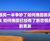 跟另一半争吵了如何挽回前男友 如何挽回已经有了新恋情的前男友