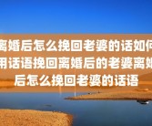 离婚后怎么挽回老婆的话如何用话语挽回离婚后的老婆离婚后怎么挽回老婆的话语