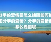 分手的爱情要怎么挽回如何挽回分手的爱情？分手的爱情要怎么挽回呢