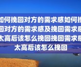 如何挽回对方的需求感如何挽回对方的需求感及挽回需求感太高后该怎么挽回挽回需求感太高后该怎么挽回