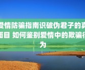 爱情防骗指南识破伪君子的真面目 如何鉴别爱情中的欺骗行为
