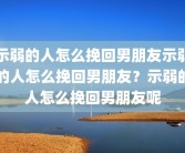 示弱的人怎么挽回男朋友示弱的人怎么挽回男朋友？示弱的人怎么挽回男朋友呢