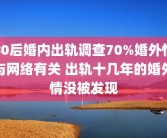 80后婚内出轨调查70%婚外情与网络有关 出轨十几年的婚外情没被发现
