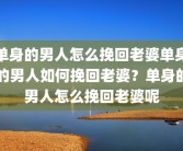 单身的男人怎么挽回老婆单身的男人如何挽回老婆？单身的男人怎么挽回老婆呢