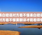 表白暗语对方看不懂表白暗语对方看不懂要翻译才能看得懂
