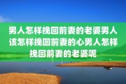 男人怎样挽回前妻的老婆男人该怎样挽回前妻的心男人怎样挽回前妻的老婆呢