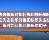 失去快乐时如何挽回快乐如何在失去快乐时挽回快乐失去快乐时如何挽回快乐的句子