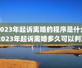2023年起诉离婚的程序是什么 2023年起诉离婚多久可以判离