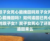 双子女死心能挽回吗双子女死心能挽回吗？如何追回已死心的双子女？双子女死心了还能追回来么