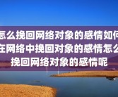 怎么挽回网络对象的感情如何在网络中挽回对象的感情怎么挽回网络对象的感情呢