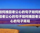 如何挽回老公心的句子如何挽回老公心的句子如何挽回老公心的句子简短
