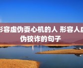 形容虚伪耍心机的人 形容人虚伪狡诈的句子 