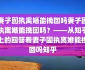 妻子固执离婚能挽回吗妻子固执离婚能挽回吗？——从知乎上的回答看妻子固执离婚能挽回吗知乎
