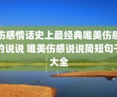 伤感情话史上最经典唯美伤感的说说 唯美伤感说说简短句子大全