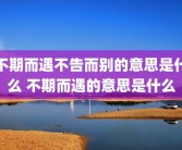 不期而遇不告而别的意思是什么 不期而遇的意思是什么