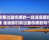 你看过最伤感的一段话是那段话 说说你们听过最伤感的句子