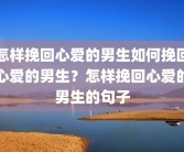 怎样挽回心爱的男生如何挽回心爱的男生？怎样挽回心爱的男生的句子