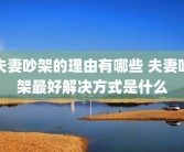 夫妻吵架的理由有哪些 夫妻吵架最好解决方式是什么