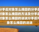 分手后对象怎么挽回的分手后对象怎么挽回的方法及分手后对象怎么挽回的说说分手后对象怎么挽回的说说
