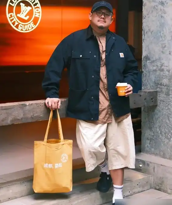 胖男生穿衣搭配技巧：穿搭与身材无关，胖男人街拍示范有型造型  第7张